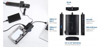 USB 3.1 Gen 2 Powered Hub w/ SD Card Reader &amp; SATA 3.0 Connector (TPE-PDHBCRD3)